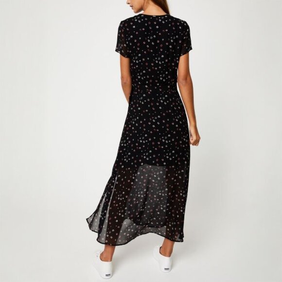 🖤 IKKS – Floral Maxi Wrap Dress (Size 36/S) - Picture 1 of 13
